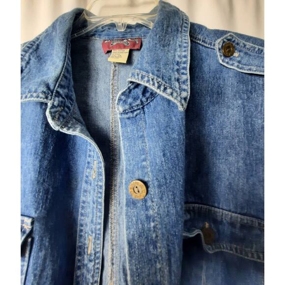 Denim & Co blue jean button down tie at the waist jacket 2X - Picture 6 of 10